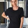 Pour Moi Energy Cross Back Short Sleeve Yoga Top - Black -Modish Muse 1004Y SQ1 0000000004 BLACK MDf
