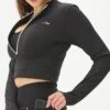 Pour Moi Energy Long Sleeve Half Zip Cropped Top - Black/White -Modish Muse 100JL SQ1 0000000019 BLACK WHITE MDf