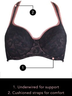 Pour Moi Energy Reach Underwired Lightly Padded Sports Bra - Black -Modish Muse 100LT SQ4 0000000004 BLACK MDd