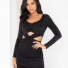 Pour Moi Nina Shine Jersey Cut Out Mini Bodycon Dress - Black -Modish Muse 10ABR SQ1 0000000004 BLACK MDf