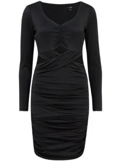 Pour Moi Nina Shine Jersey Cut Out Mini Bodycon Dress - Black -Modish Muse 10ABR SQ4 0000000004 BLACK MDd