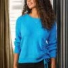 Pour Moi Ada Ruche Front Knit Jumper - Blue -Modish Muse 10AEO SQ1 0000000020 BLUE MDf