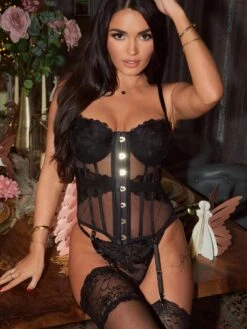 Pour Moi India Bold Embroidery Basque - Black