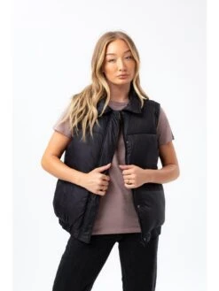 Hype Womens Sleeveless Woven Label Scribble Jacket - Black -Modish Muse 10GTI SQ4 0000000004 BLACK MDd