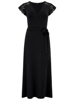 Pour Moi Julie Slinky Recycled Jersey Lace Trim Midi Dress -Modish Muse 10HFR SQ4 0000000004 BLACK MDd