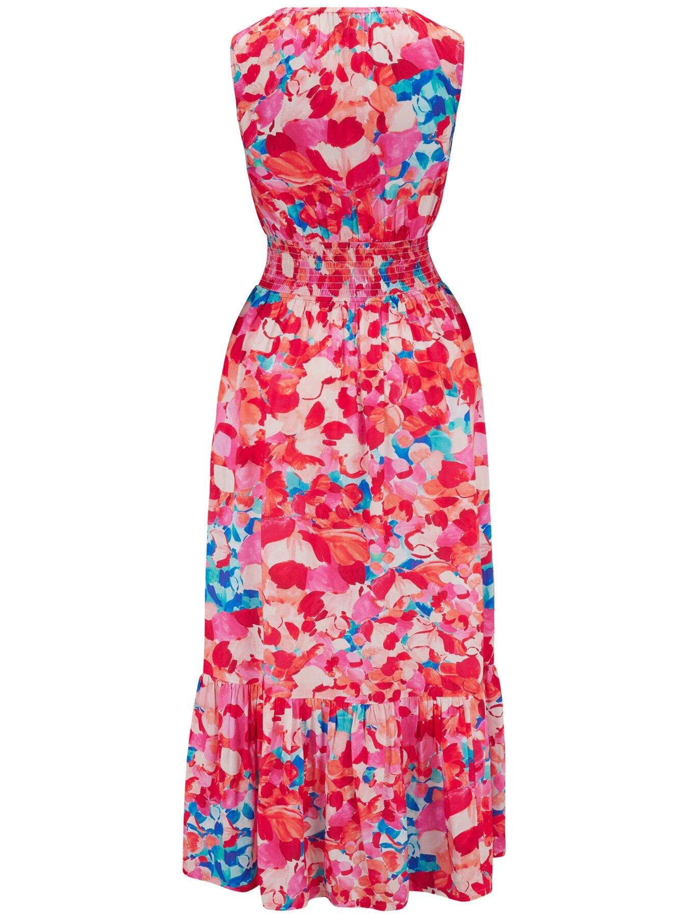 Pour Moi Carmen Woven Elasticated Neckline Sleeveless Midaxi Dress - Bright Pink 6 Pour Moi Carmen Woven Elasticated Neckline Sleeveless Midaxi Dress - Bright Pink - Image 4