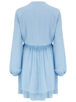 Pour Moi Kate Woven Viscose Button Detail Long Sleeve Dress - Blue -Modish Muse 10IQW SQ6 0000000020 BLUE MDd2