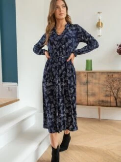 Pour Moi Bridget Slinky Jersey Long Sleeve Midi Dress - Multi