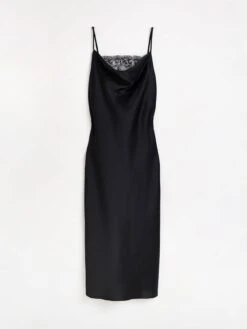 River Island Satin Lace Detail Slip Midi Dress -Modish Muse 10Z9B SQ5 0000000004 BLACK MDd1