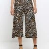 River Island Animal Print Wide Leg Trousers -Modish Muse 10ZAG SQ1 0000000067 CREAM MDf