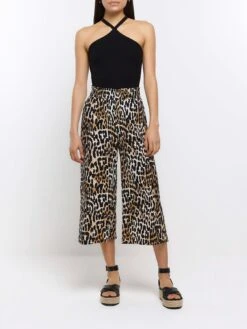 River Island Animal Print Wide Leg Trousers -Modish Muse 10ZAG SQ3 0000000067 CREAM MDo