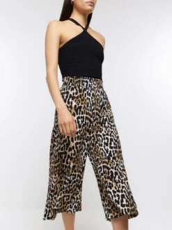 River Island Animal Print Wide Leg Trousers -Modish Muse 10ZAG SQ4 0000000067 CREAM MDd