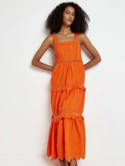 River Island Broderie Maxi Dress - Orange -Modish Muse 10ZDT SQ3 0000000198 ORANGE MDo
