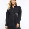 River Island Black Embellished Mini Shirt Dress -Modish Muse 112H6 SQ1 0000000020 BLUE MDf