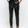 River Island Faux Leather Split Hem Trousers -Modish Muse 112SB SQ1 0000000004 BLACK MDf
