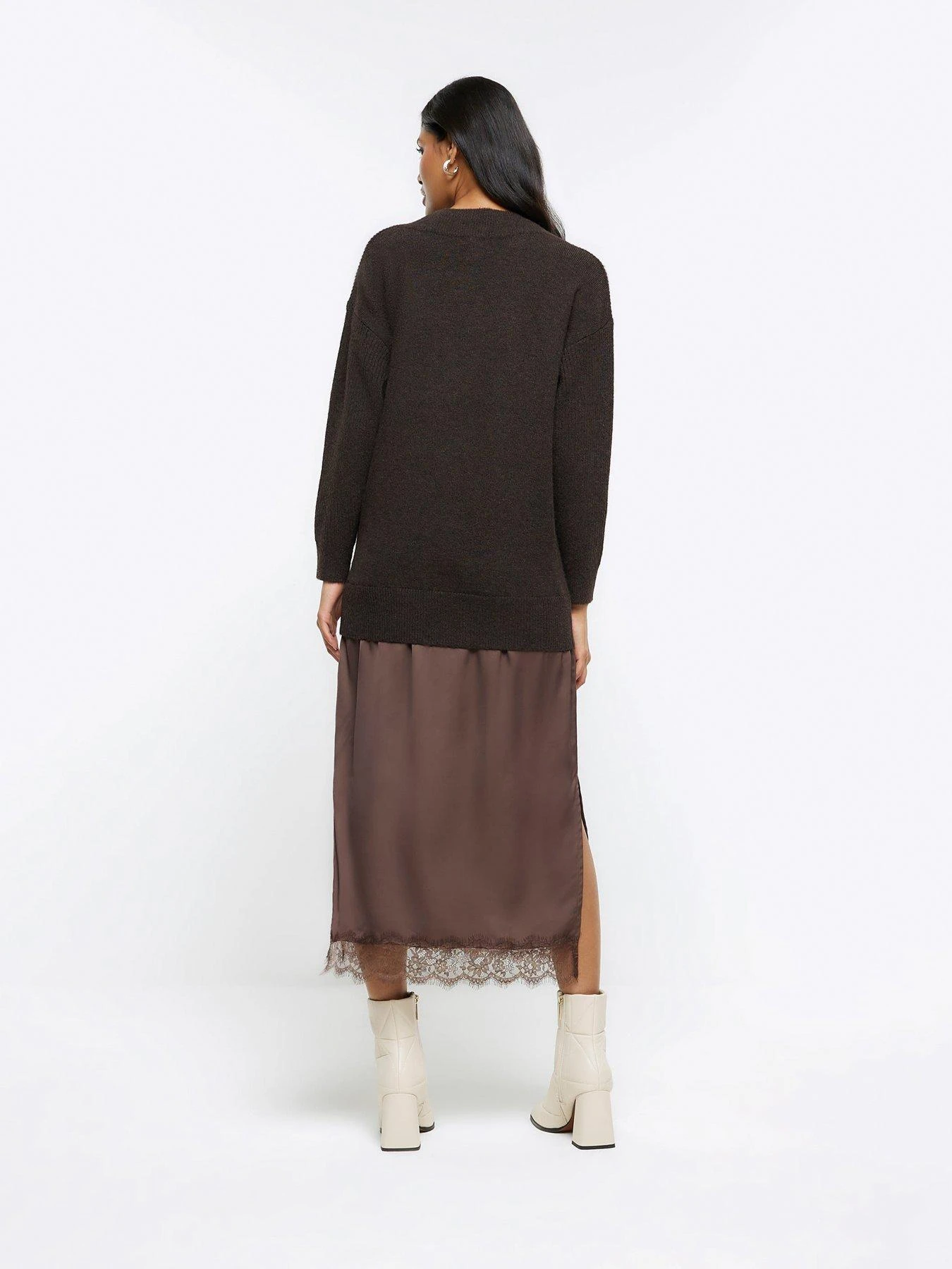 River Island Satin Jumper Midi Dress 4 River Island Satin Jumper Midi Dress - Image 2