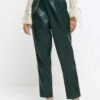 River Island Faux Leather Cigarette Trousers -Modish Muse 1131Q SQ1 0000000047 GREEN MDf