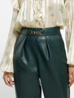 River Island Faux Leather Cigarette Trousers -Modish Muse 1131Q SQ4 0000000047 GREEN MDd