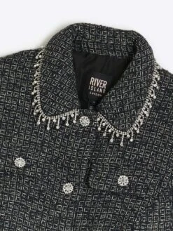 River Island Boucle Diamante Collar Blazer -Modish Muse 113JQ SQ5 0000000004 BLACK MDd1