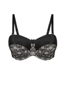 Charnos Superfit Lace Padded Strapless Bra - Black/Nude -Modish Muse MGJ4W SQ3 0000000372 BLACK NUDE MDd