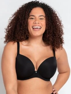 Curvy Kate Smoothie T Shirt Plunge Bra - Black -Modish Muse RE7UD SQ3 0000000004 BLACK MDo