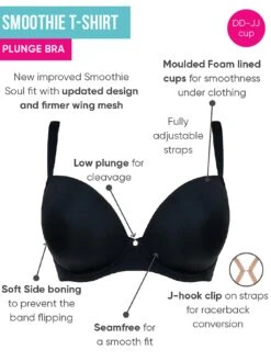 Curvy Kate Smoothie T Shirt Plunge Bra - Black -Modish Muse RE7UD SQ5 0000000004 BLACK MDd1