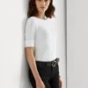 Lauren By Ralph Lauren Judy-Elbow Sleeve-Knit - White -Modish Muse RRYWH SQ1 0000000013 WHITE MDf
