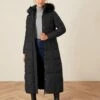 Monsoon Morgan Maxi Fur Hood Padded - Black