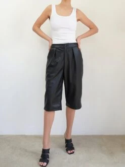 Religion Faux Leather Tailored Shorts - Black