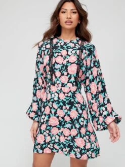 River Island Wrap Tea Dress - Black 