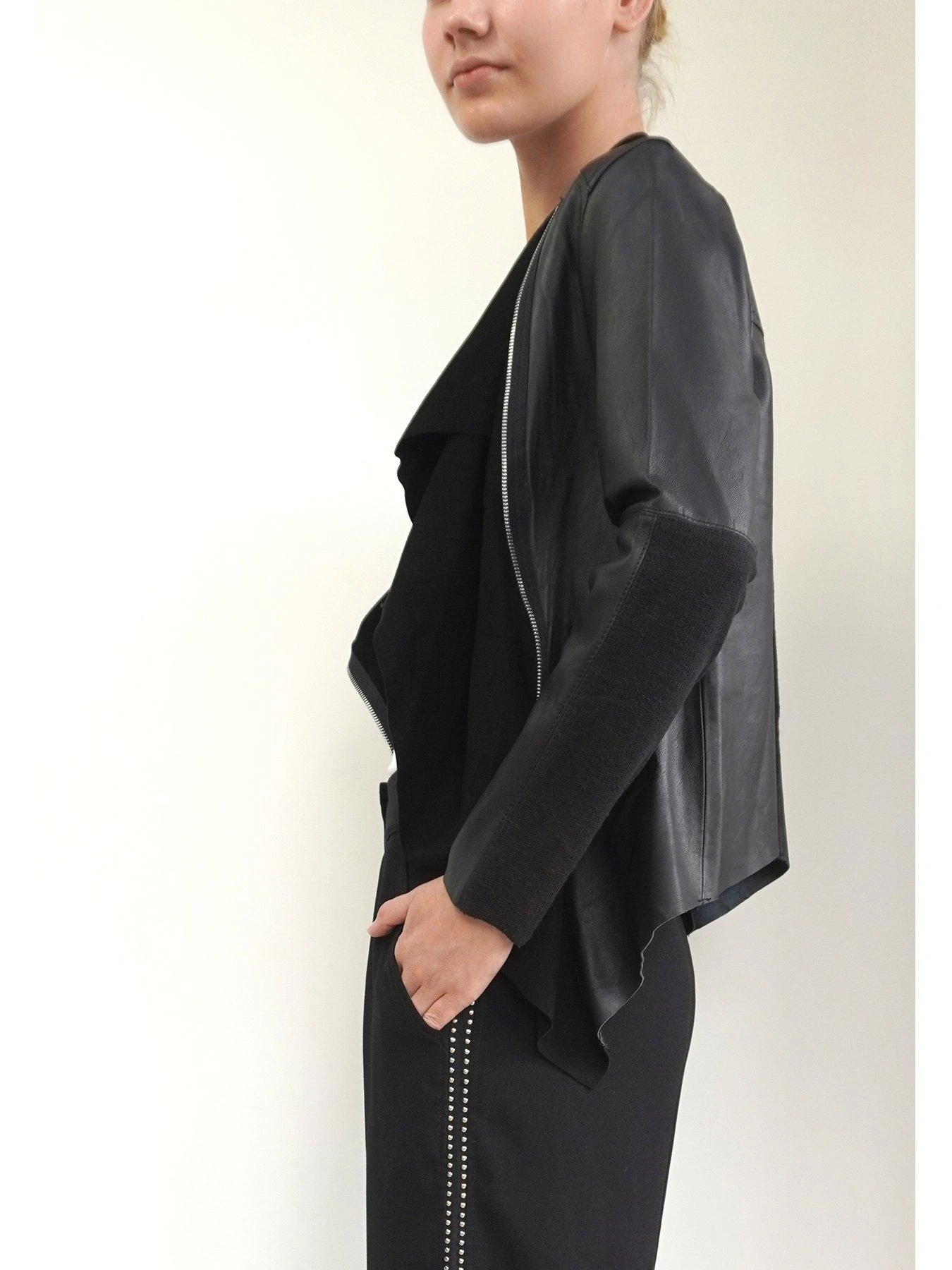 Religion Waterfall Leather And Suede Jacket -Black 7 Religion Waterfall Leather And Suede Jacket -Black - Image 5