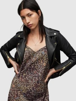 AllSaints Balfern Gold Biker -Modish Muse UVB9A SQ7 0000000004 BLACK MDd6