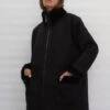 Religion Faux Sheepskin Zip Coat- Black