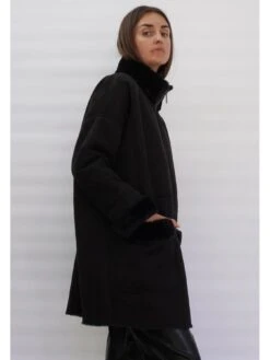 Religion Faux Sheepskin Zip Coat- Black -Modish Muse UZGYG SQ3 0000000004 BLACK MDo