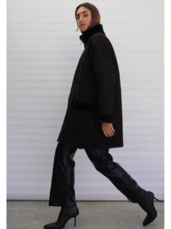 Religion Faux Sheepskin Zip Coat- Black -Modish Muse UZGYG SQ6 0000000004 BLACK MDd2