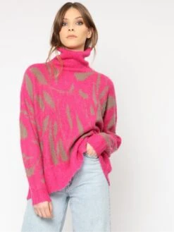 Religion Abstract Fluffy Jumper- Pink