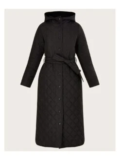 Monsoon Quinn Quilted Hooded Long Co - Black -Modish Muse V4HDE SQ3 0000000004 BLACK MDo