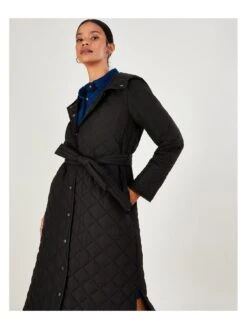 Monsoon Quinn Quilted Hooded Long Co - Black -Modish Muse V4HDE SQ4 0000000004 BLACK MDd