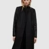 AllSaints Sidney Leather Sleeve Coat - Black -Modish Muse V4YW2 SQ1 0000000004 BLACK MDf