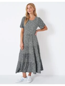 Crew Clothing Attie Midi Floral Ditsy Dress -blue -Modish Muse V7M2H SQ2 0000000020 BLUE MDb