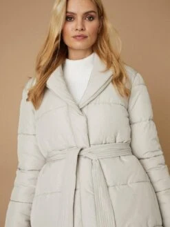 Wallis Shawl Neck Belted Puffer Coat - Beige -Modish Muse V7W4Q SQ4 0000000108 BEIGE MDd
