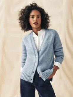 Crew Clothing Short Button Detail Cardigan - Blue