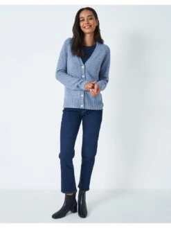 Crew Clothing Short Button Detail Cardigan - Blue 10 Crew Clothing Short Button Detail Cardigan - Blue -Modish Muse V92PA SQ3 0000000020 BLUE MDo