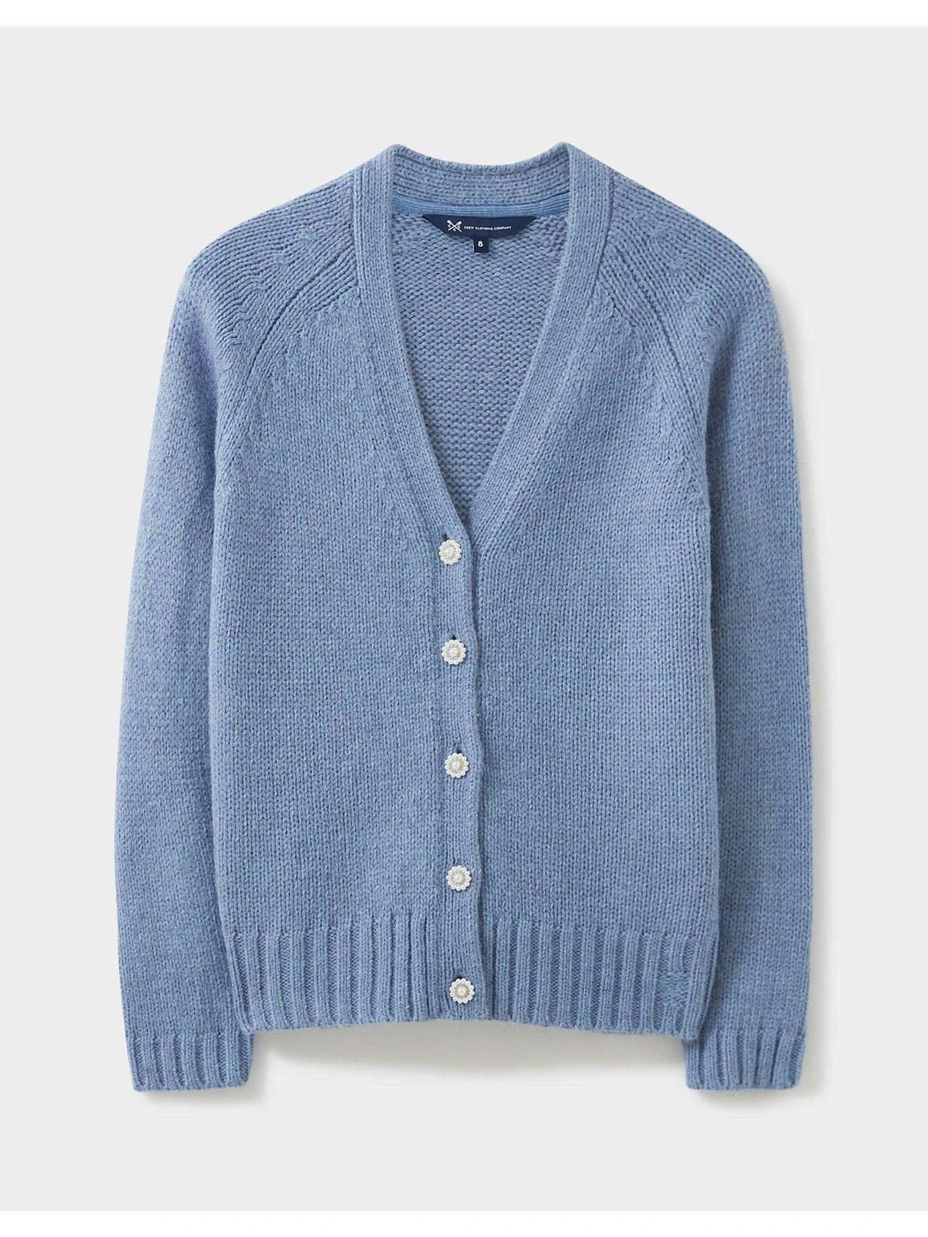 Crew Clothing Short Button Detail Cardigan - Blue 6 Crew Clothing Short Button Detail Cardigan - Blue - Image 4