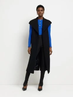 River Island Belted Gilet - Black