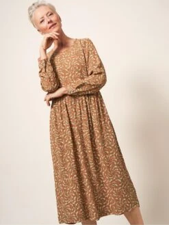 White Stuff Elisa Dress -brown -Modish Muse VA81B SQ3 0000000143 BROWN MDo