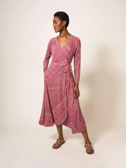 White Stuff Rose Viscose Wrap Dress - Pink