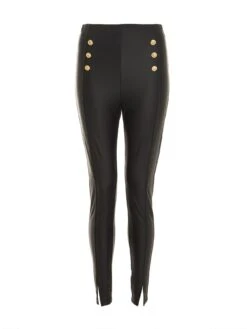 Quiz High Waisted Button Leggings - Black 11 Quiz High Waisted Button Leggings - Black -Modish Muse VALDJ SQ4 0000000004 BLACK MDd