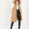 Quiz Longline Hooded Gilet - Natural