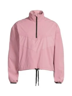 Lucy Mecklenburgh Crinkle Nylon Track Overhead Jacket - Pink -Modish Muse VB87X SQ4 0000000063 PINK MDd